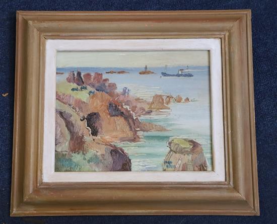 § Fred Yates (1922-2008) Trawler off the coast 7 x 9in.